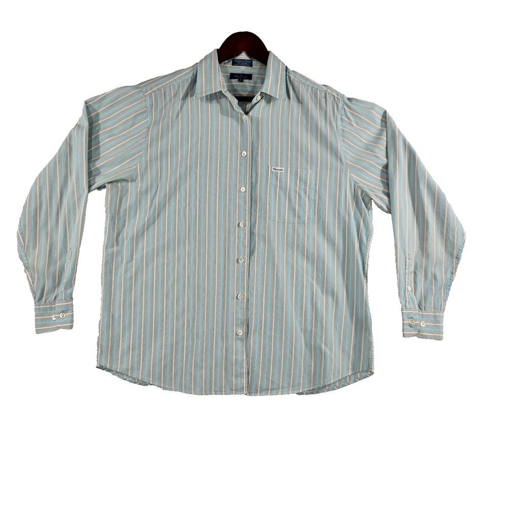 Faconable Mens Button Down Shirt‎ Long Sleeve Striped Pattern Multicolor Size XL